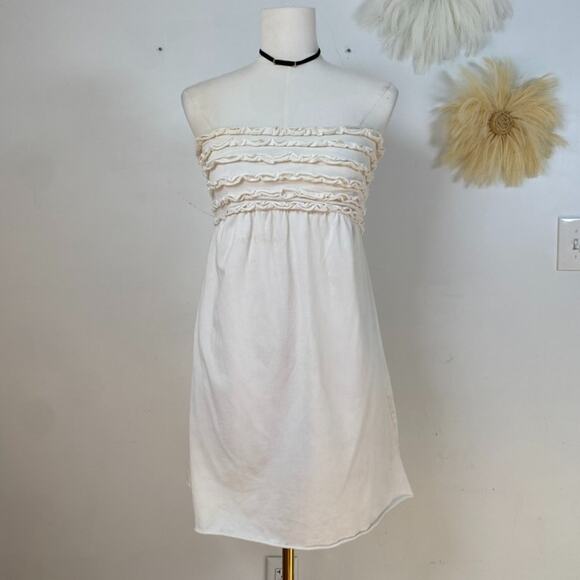 Xhilaration Womens Y2K Strapless Babydoll Top Size L Preppy Ruffled Cottagecore - Picture 2 of 12